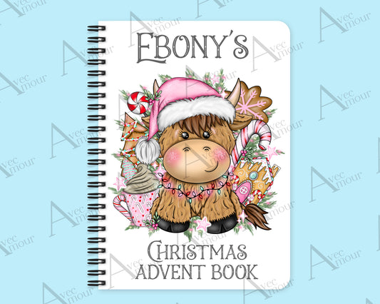 Pink Highland Cow Advent Activity Book