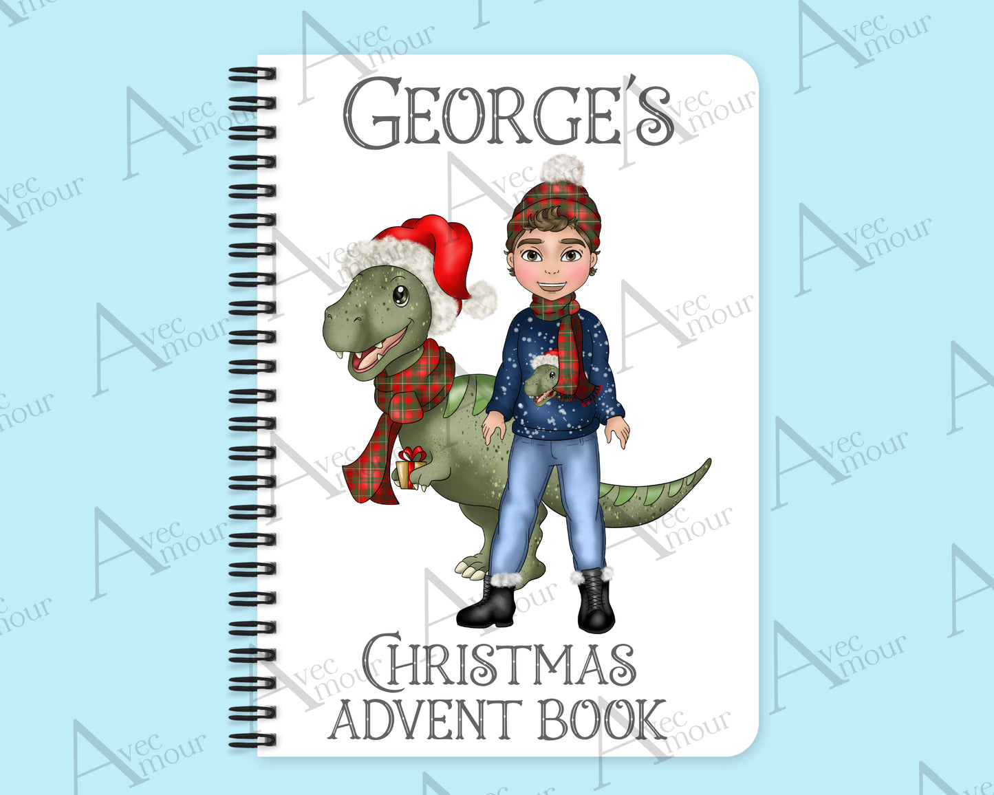 Girl with Pink Christmas Dinosaur Advent Activity Book